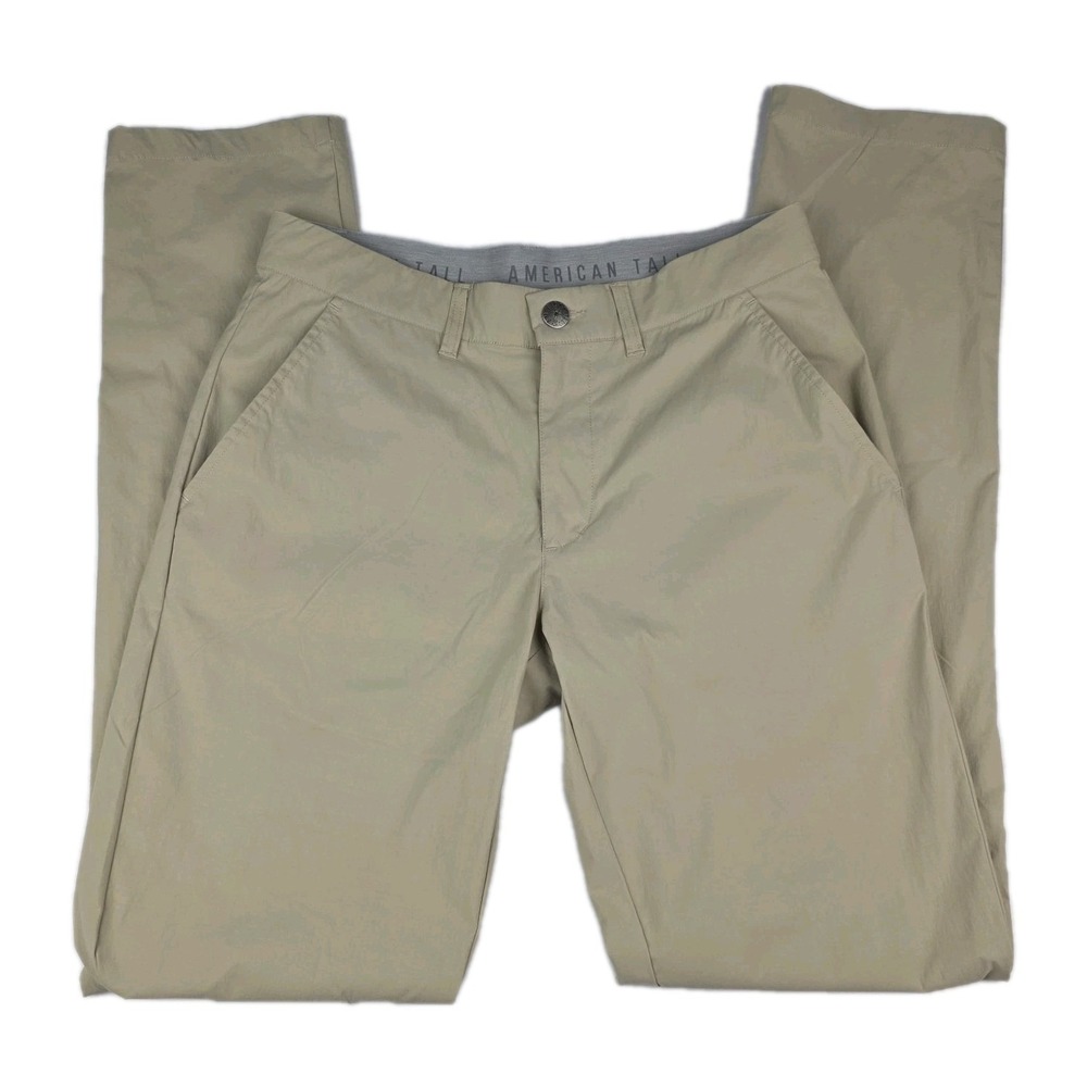 American Tall Pants Mens 32x36 Performance Golf Casual Beige Stretch